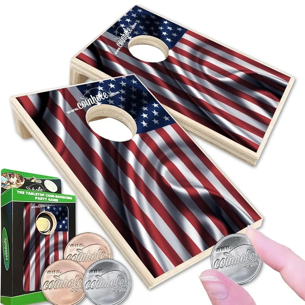 Tabletop cornhole Game with American Flag Design